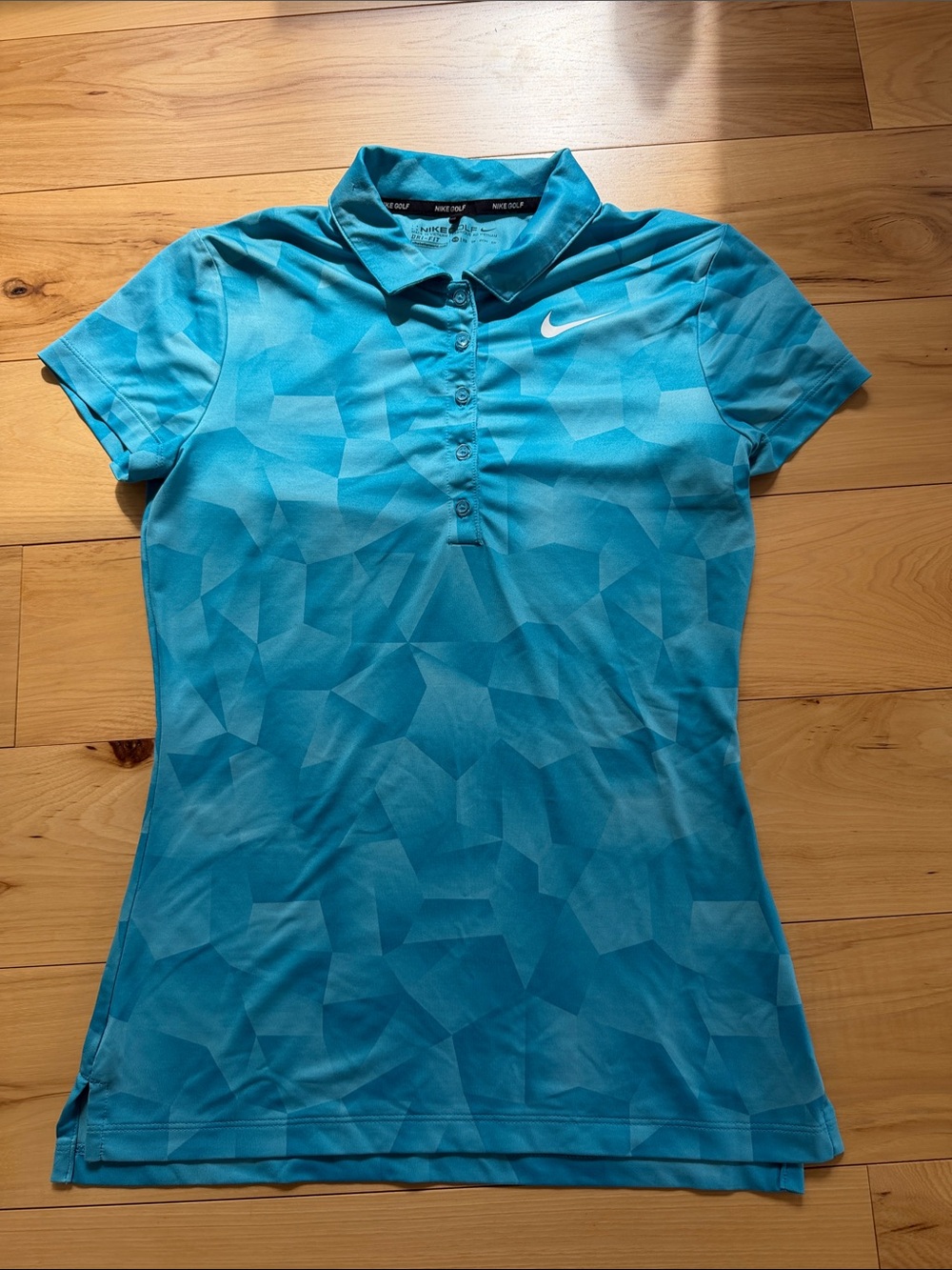Nike Golf Women’s Turquoise Geometric Print Button-Down Polo